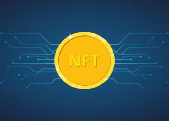 nft-gold-token-blue-background