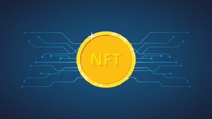 nft-gold-token-blue-background